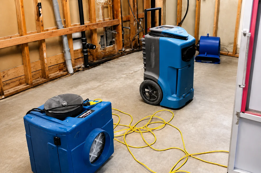 Burst Pipe Cleanup equipment and restoration work for Metro Vancouver