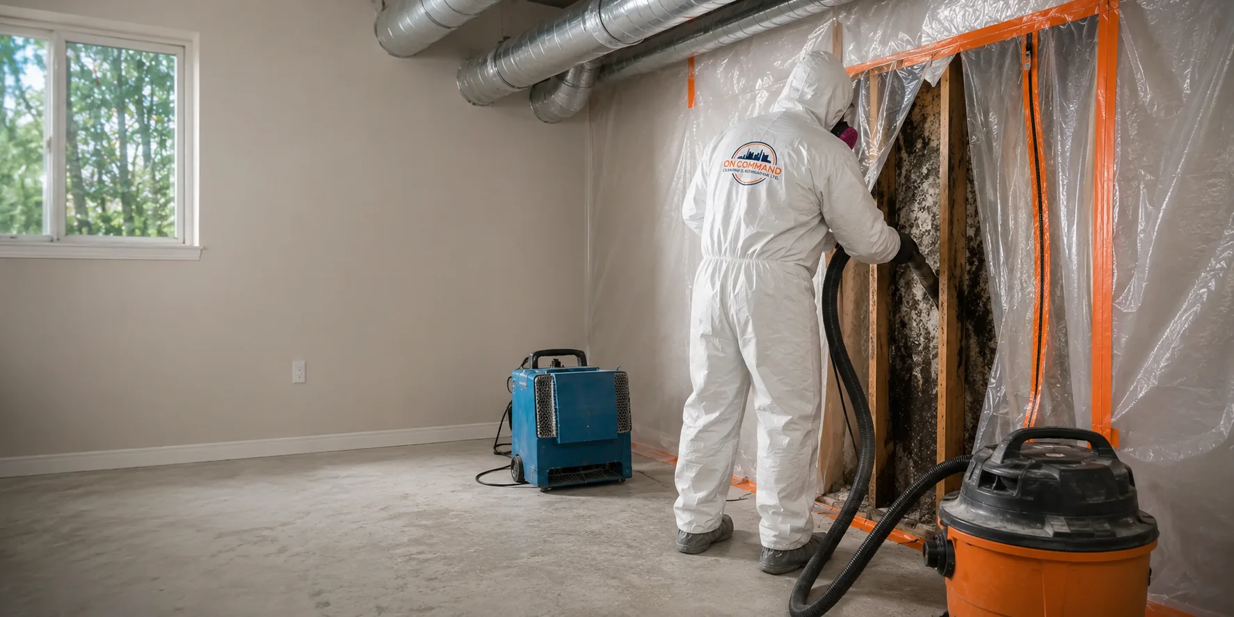 On Command specialist containing and removing mold in a Metro Vancouver home